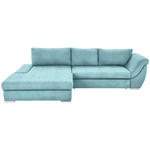 ECKSOFA in Flachgewebe Türkis  174/306 cm  - Türkis/Silberfarben, Design, Textil/Metall (174/306cm) - Carryhome