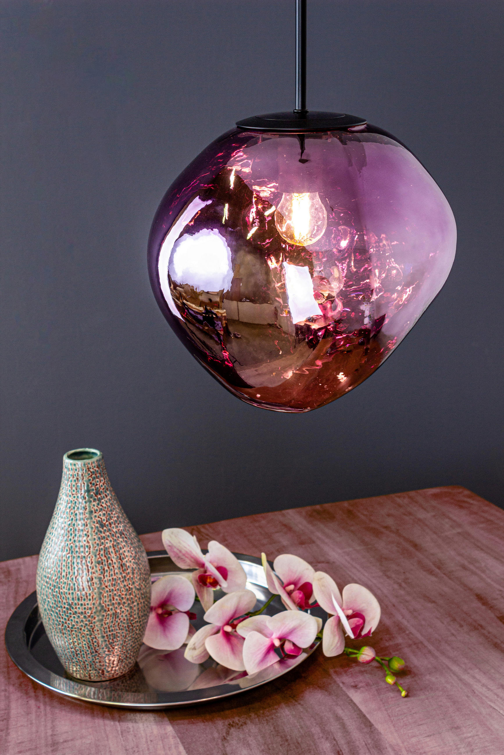 HÄNGELEUCHTE Canopus 28/150 cm   - Lila, Basics, Glas (28/150cm)