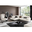 ECKSOFA Weiß Feincord Rücken echt, Kopfteilverstellung, Sitzvorzug  - Schwarz/Weiß, KONVENTIONELL, Textil/Metall (219/311cm) - Hom`in