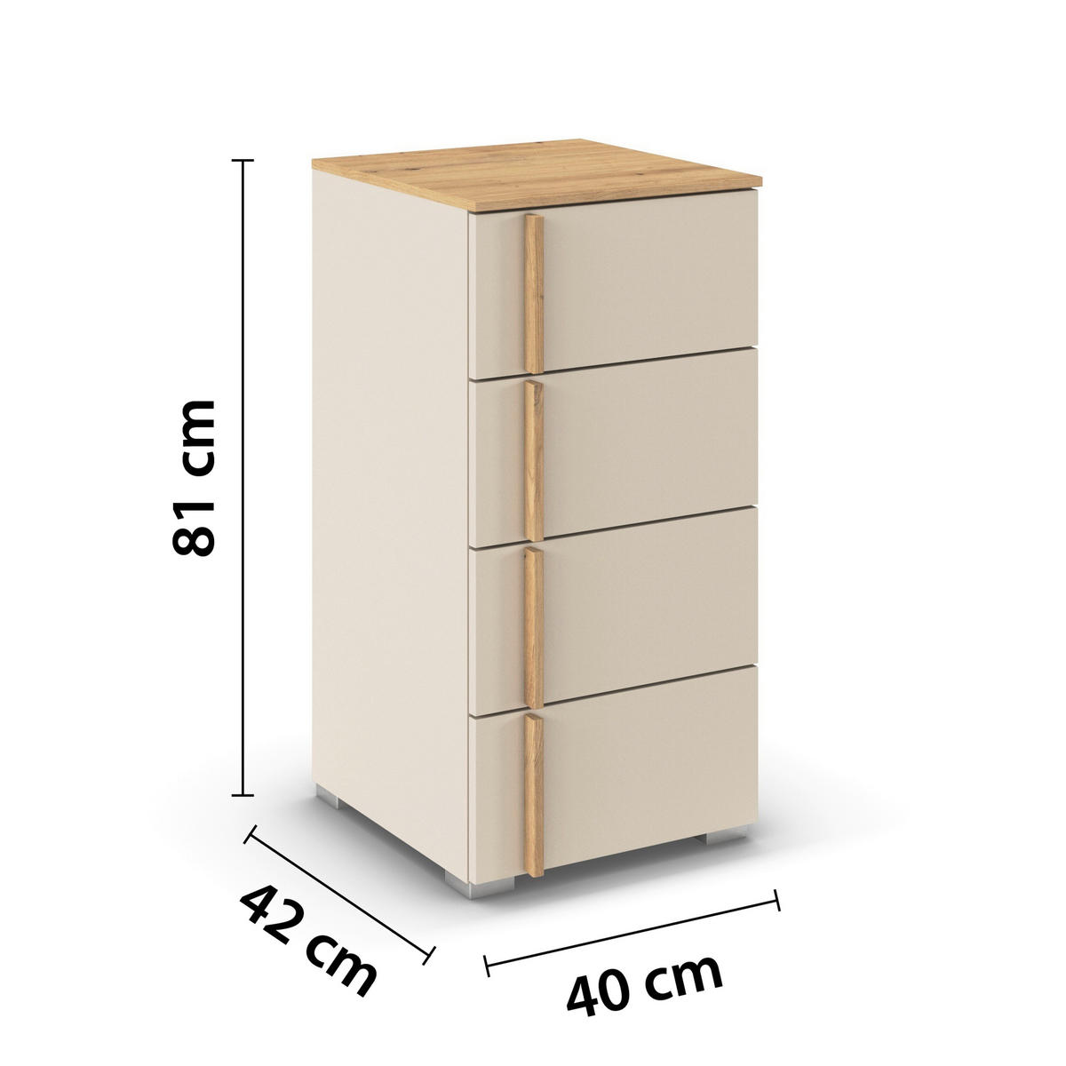 KOMMODE  in 40/81/42 cm  - Champagner/Alufarben, Design, Holz/Holzwerkstoff (40/81/42cm) - Stylife