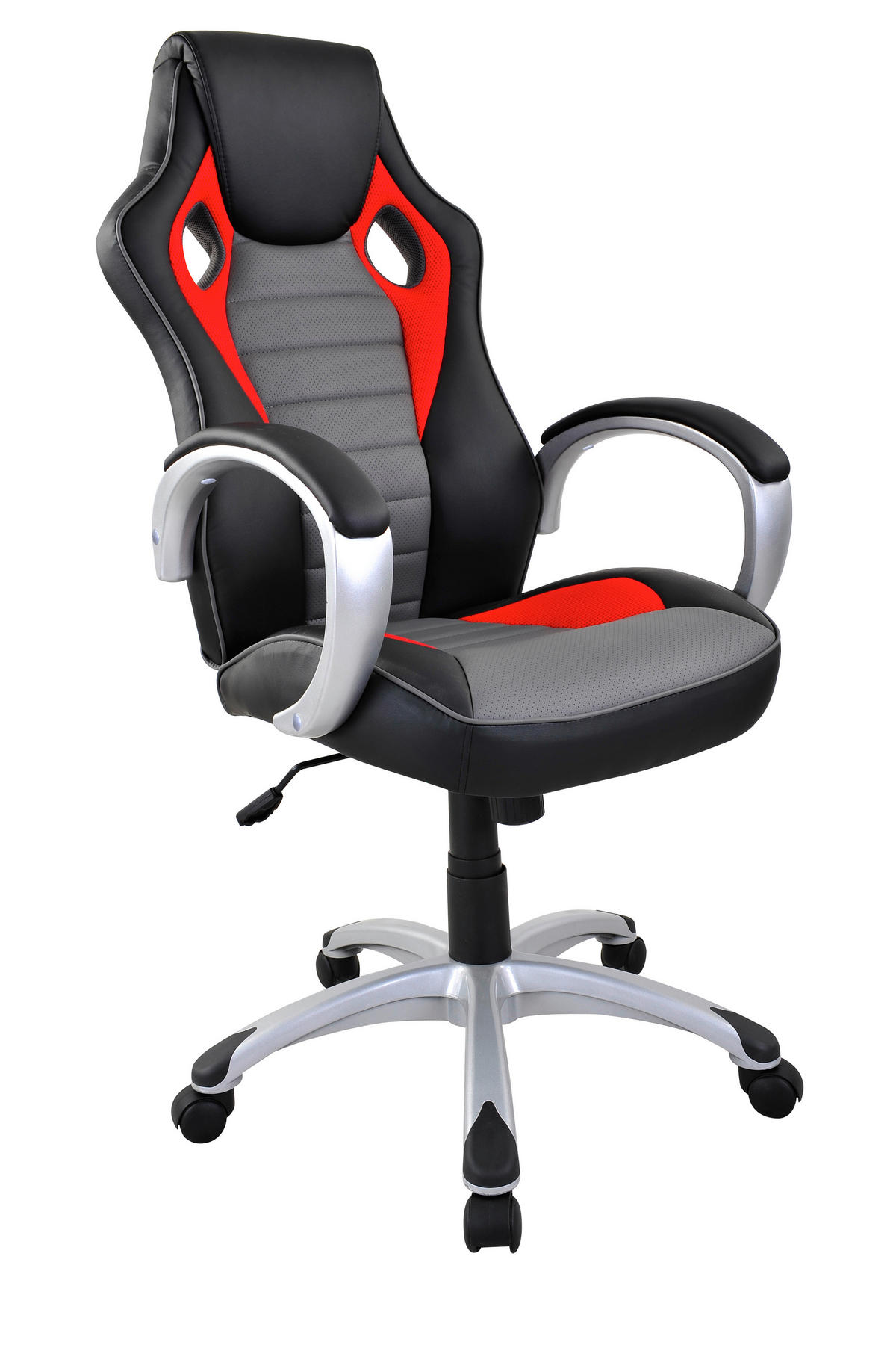 HERNÁ STOLIČKA, sivá, viacfarebná, červená, čierna - viacfarebná/čierna, Design, kov/drevo (62/111-120,5/71,50cm) - Xora