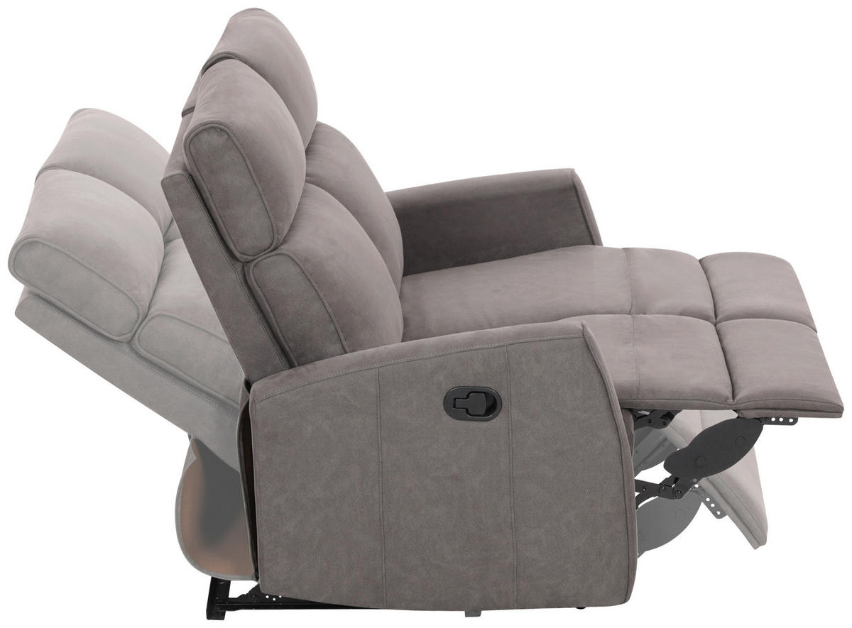 2-SITZER-SOFA Mikrofaser Grau  - Schwarz/Grau, KONVENTIONELL, Kunststoff/Textil (127/105/93cm) - Xora