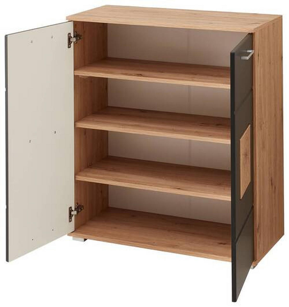 GARDEROBE 6-teilig  in 263/195,5/38 cm  - Schwarz/Eiche Artisan, Basics, Glas/Holzwerkstoff (263/195,5/38cm) - Xora