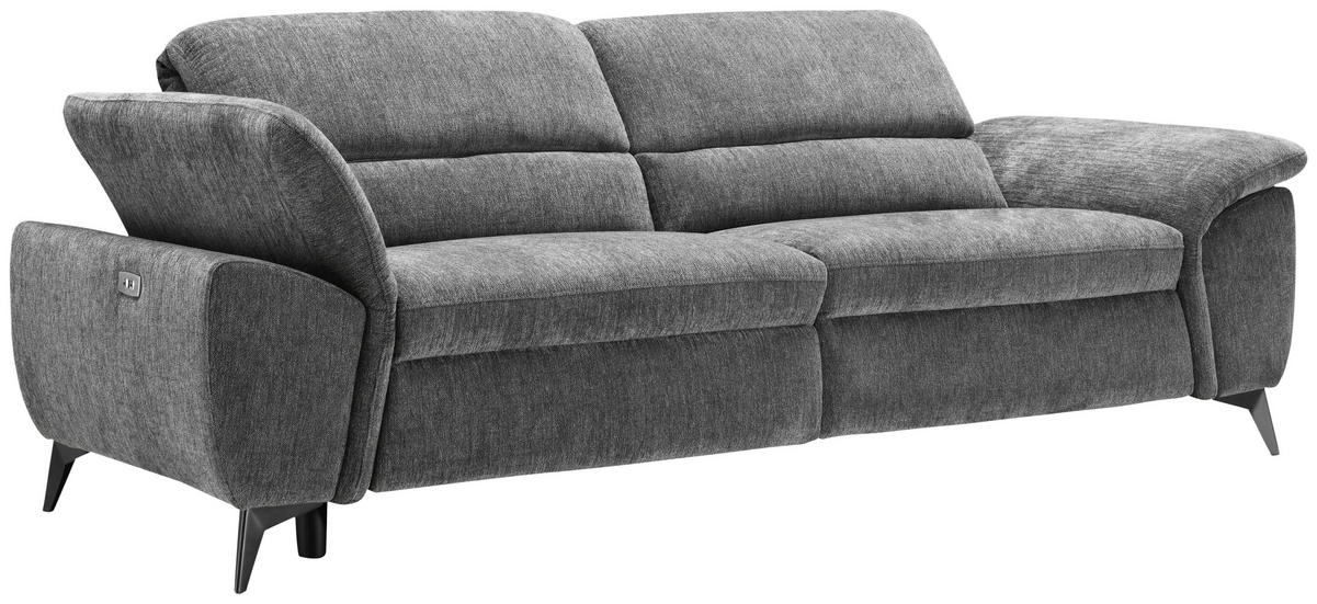 2-SITZER-SOFA in Mikrofaser Dunkelgrau  - Dunkelgrau/Schwarz, Design, Textil/Metall (222cm) - Livetastic