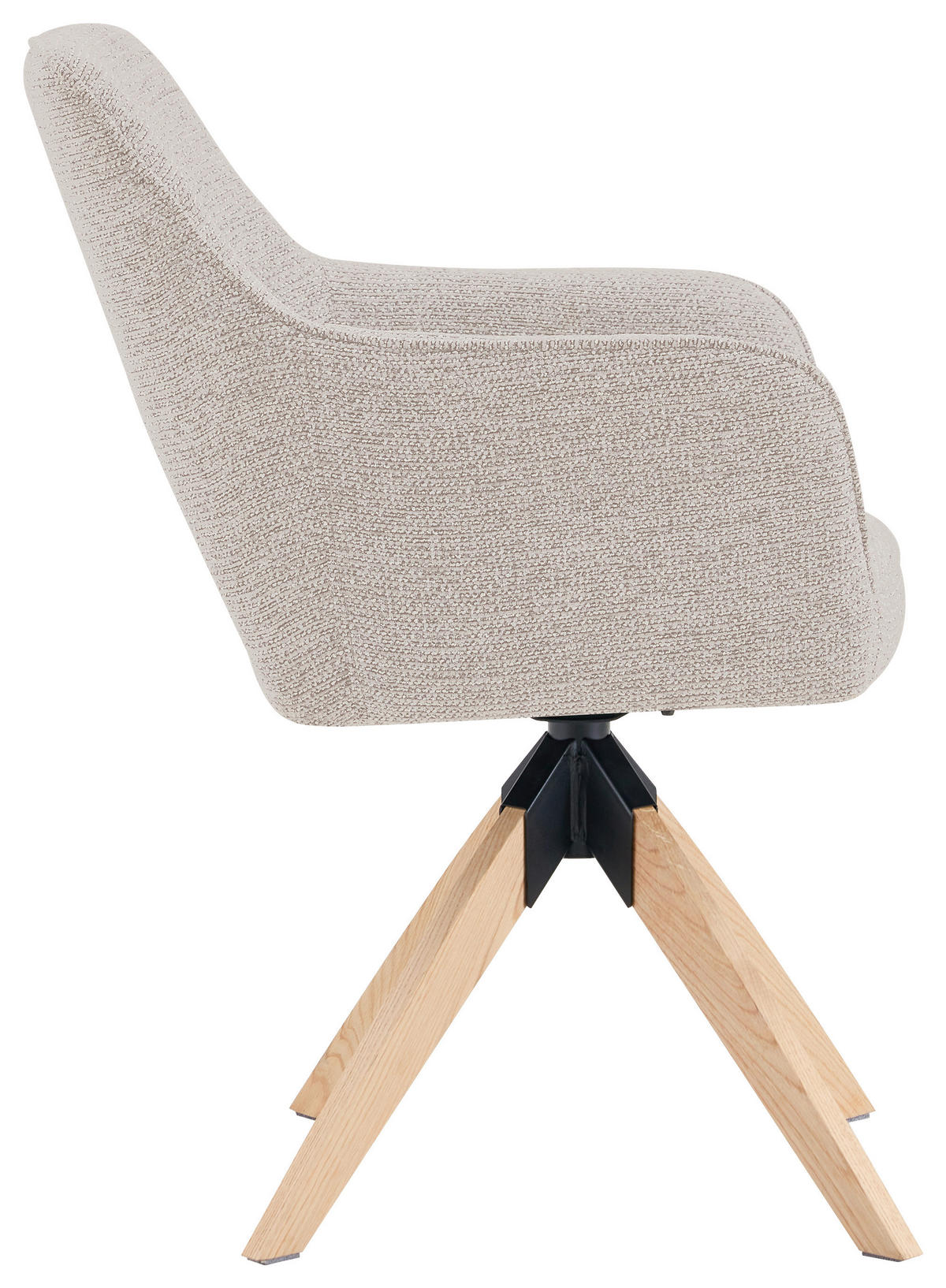 STOLICA S NASLONOM ZA RUKE  boje hrasta, bež  drvo, metal, tekstil      - boje hrasta/bež, Moderno, drvo/metal (60/89/65,5cm) - Livetastic