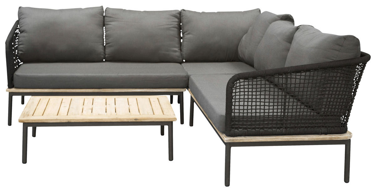 LOUNGEGARNITUR   90/60/27 cm  - Schwarz, KONVENTIONELL, Kunststoff (90/60/27cm) - Gardenson