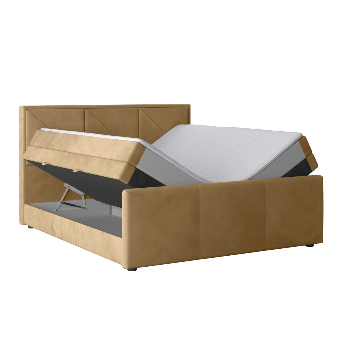 BOXSPRINGBETT 180/200 cm  in Beige  - Beige/Schwarz, MODERN, Holz/Kunststoff (180/200cm) - MID.YOU