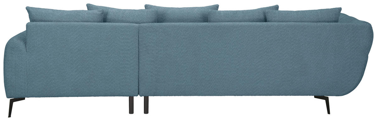 ECKSOFA 318/217 cm  in Bouclé Blaugrau Zierkissen, Rückenkissen, Rücken echt  318/217 cm  - Blaugrau/Schwarz, MODERN, Textil/Metall (318/217cm) - Carryhome