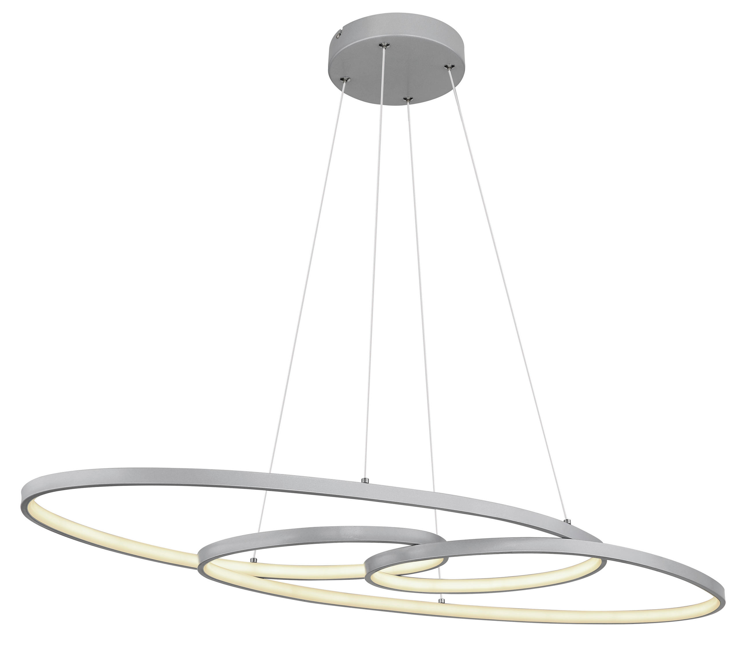 LED-HÄNGELEUCHTE 100/36/120 cm    - Silberfarben/Opal, Design, Kunststoff/Metall (100/36/120cm) - Globo