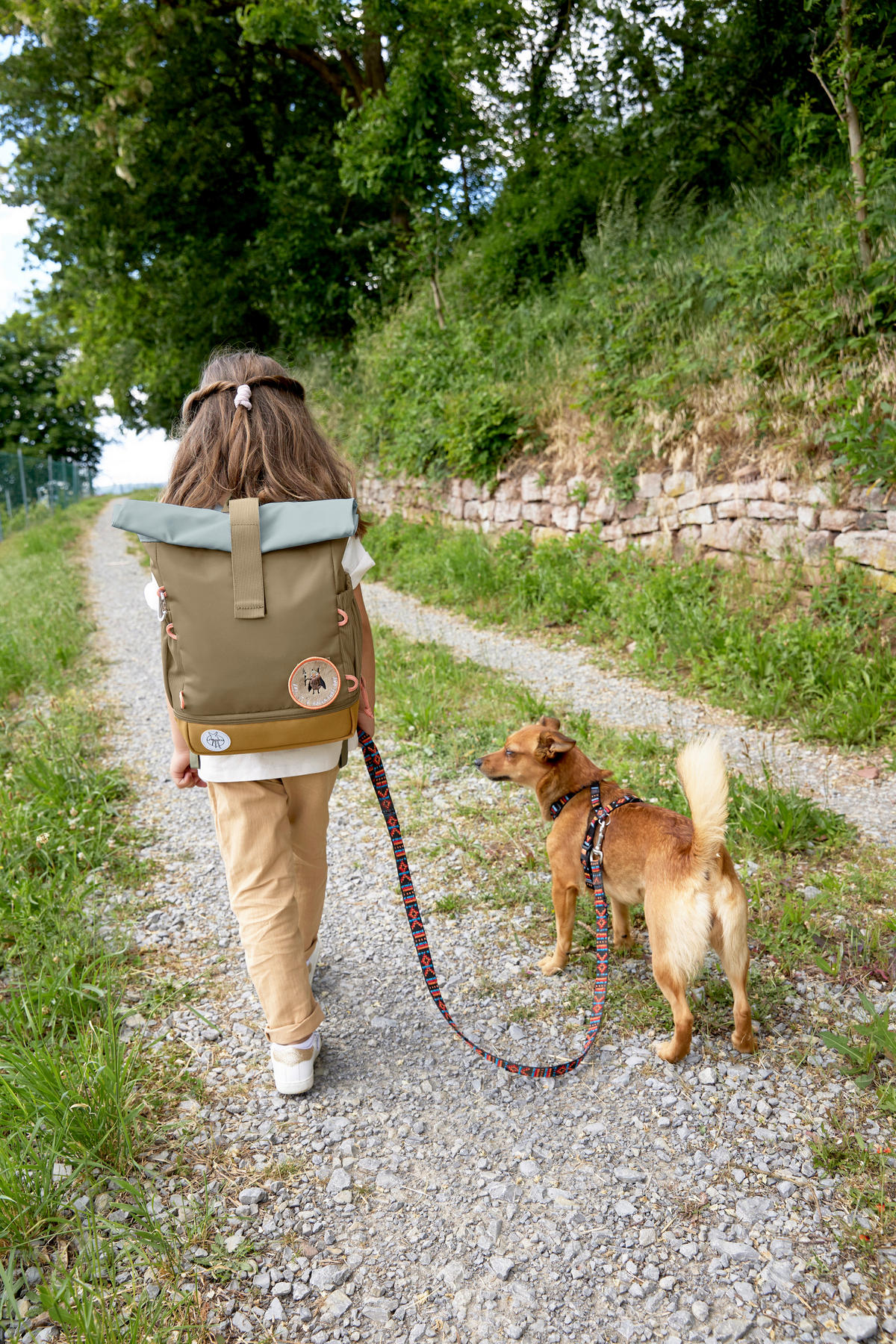 KINDERRUCKSACK Rolltop  - Olivgrün, Basics, Textil (23/11/32,5cm) - Lässig