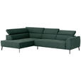 ECKSOFA Waldgrün Feincord  - Waldgrün/Schwarz, Design, Textil/Metall (205/280cm) - Xora