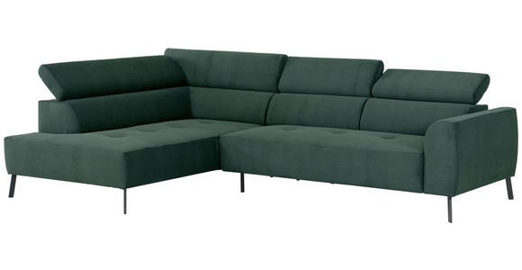 ECKSOFA Waldgrün Feincord - Waldgrün/Schwarz, Design, Textil/Metall (205/280cm) - Xora