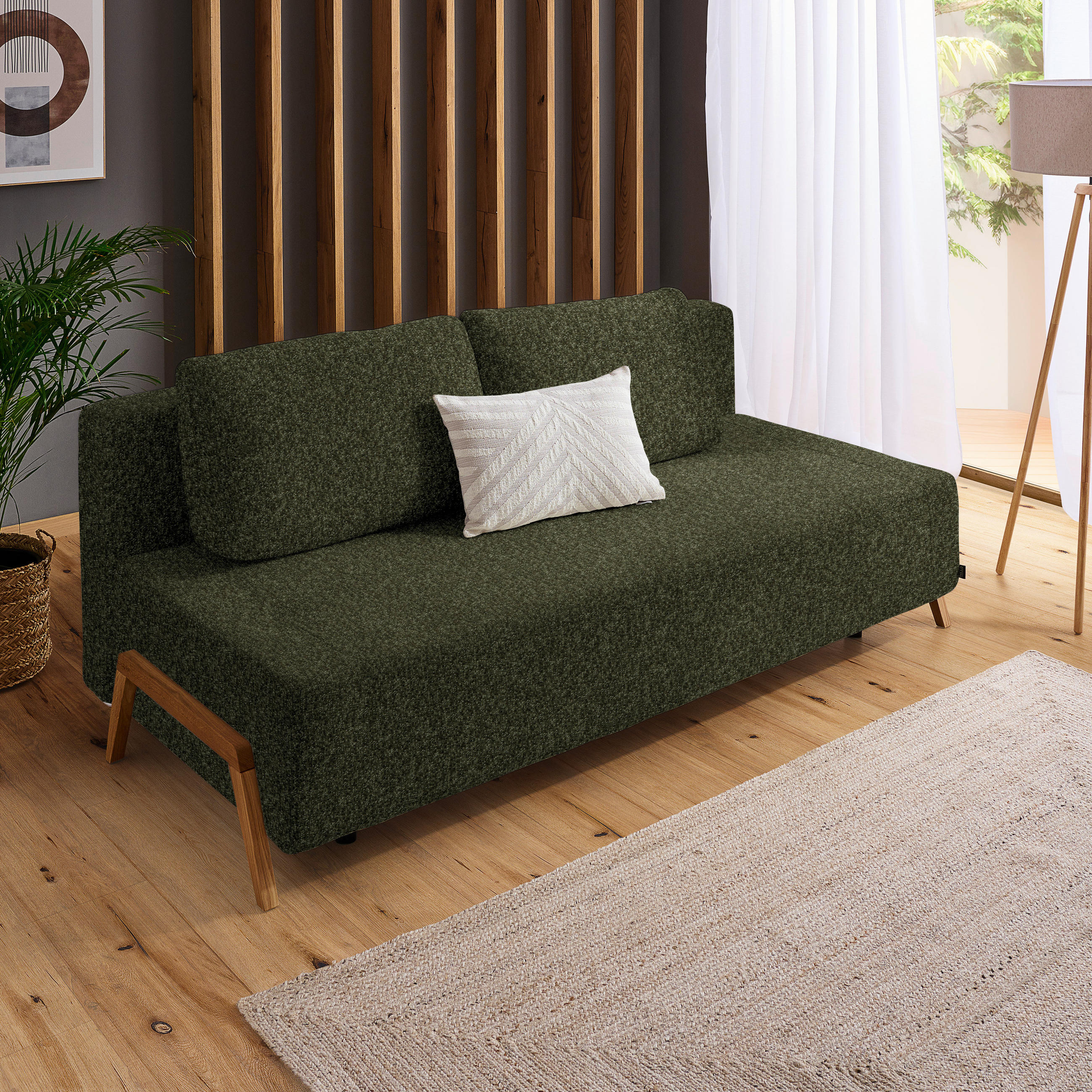 SCHLAFSOFA in Textil Olivgrün  - Naturfarben/Olivgrün, Design, Holz/Textil (211/88/102cm) - Niels Andersson