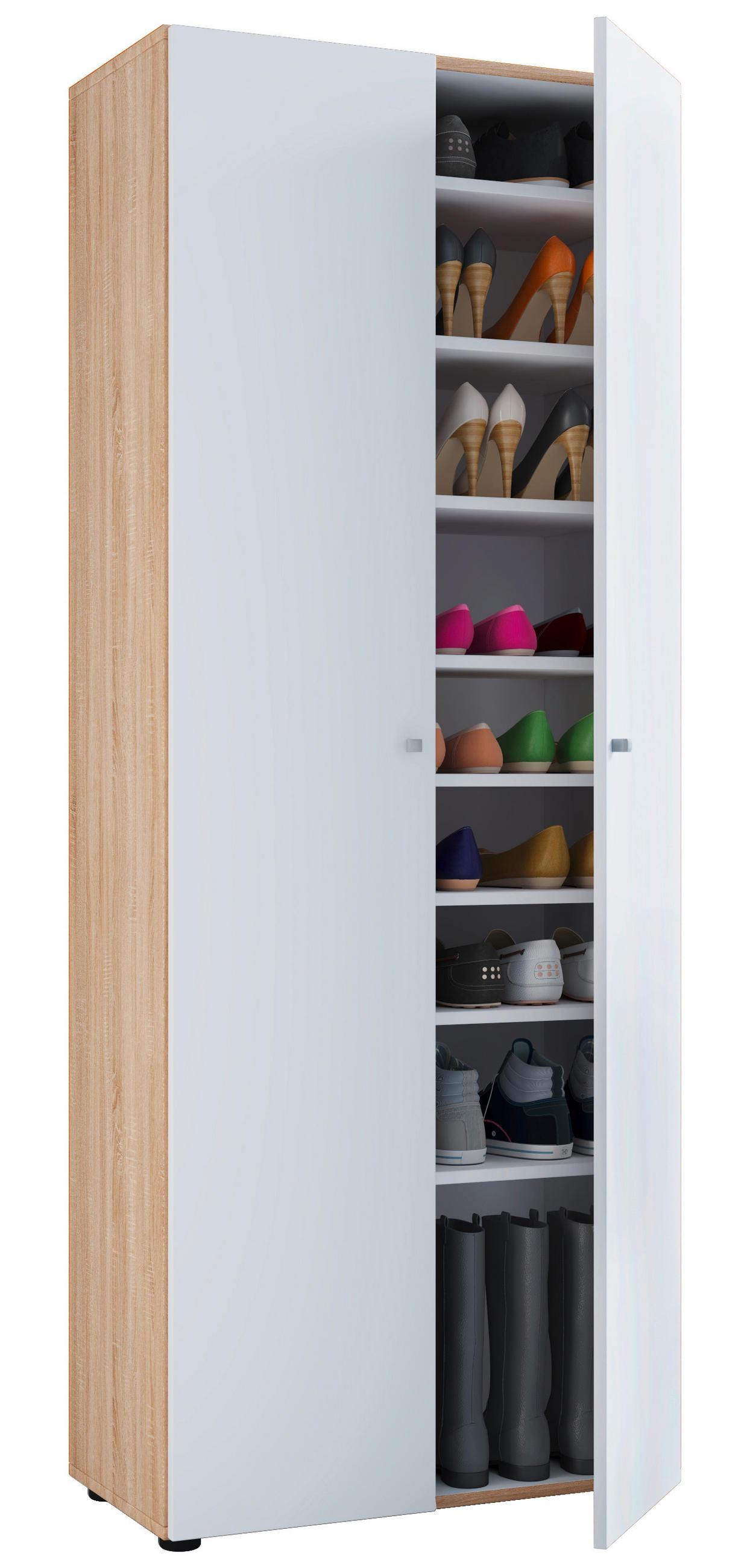 SKOSKÅP Vandol  i 71/180/39 cm  - vit/Sonoma ek, Design, trämaterial/plast (71/180/39cm) - MID.YOU