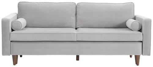 SCHLAFSOFA Cord Grau  - Buchefarben/Grau, Design, Holz/Textil (208/78/96cm) - Livetastic