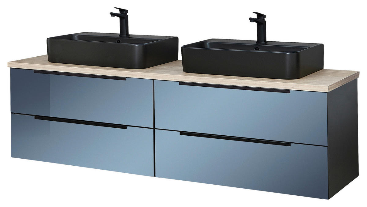 WASCHTISCHKOMBI 174 cm  - Eichefarben/Schwarz, Design, Glas/Keramik (174cm) - Leonardo Living