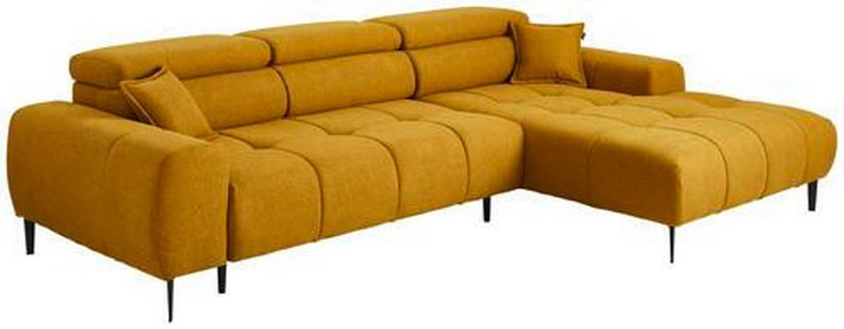 ECKSOFA Currygelb Webstoff  - Currygelb/Schwarz, Design, Textil/Metall (270/177cm) - Welnova