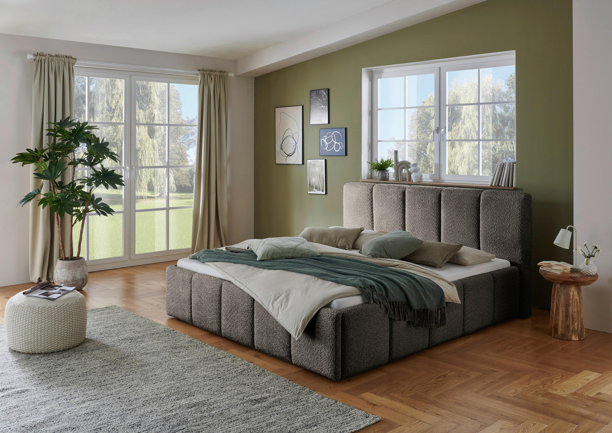 POLSTERBETT 180/200 cm  in Anthrazit  - Anthrazit/Schwarz, Design, Holz/Textil (180/200cm) - Xora