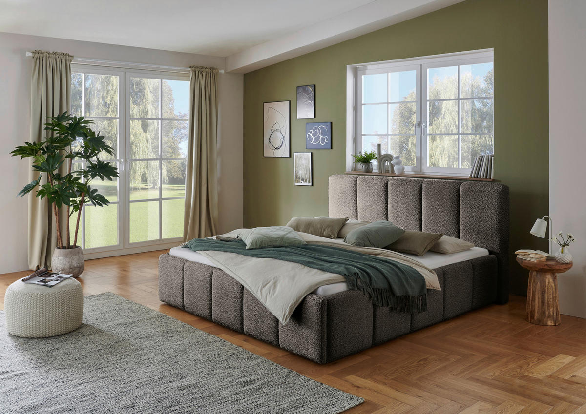 POLSTERBETT 180/200 cm  in Anthrazit  - Anthrazit/Schwarz, Design, Holz/Textil (180/200cm) - Xora