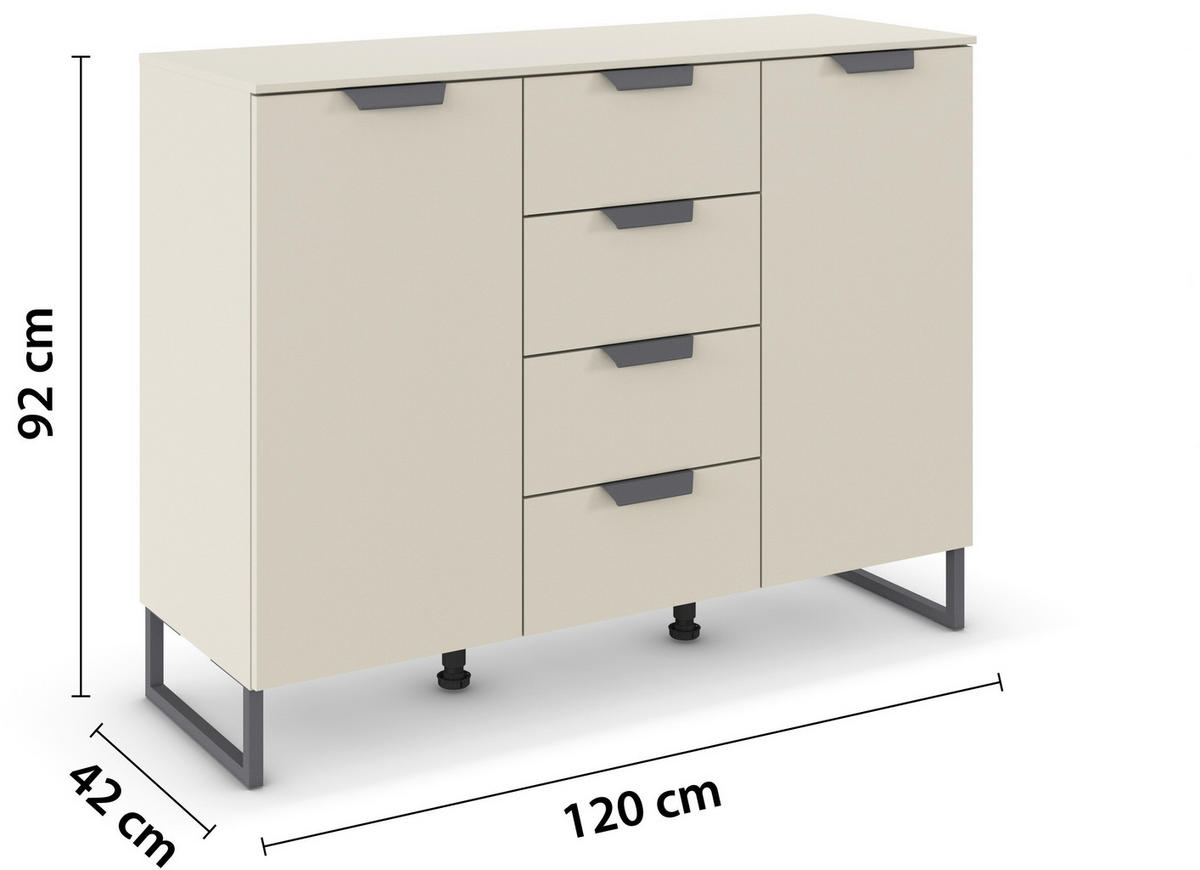 SIDEBOARD  in 120/92/42 cm  - Champagner/Dunkelgrau, Design, Holzwerkstoff/Metall (120/92/42cm) - Carryhome