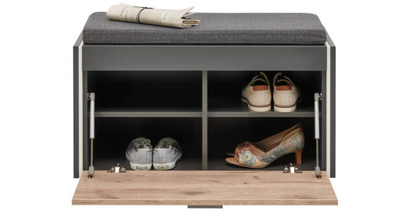 GARDEROBENBANK in 86/43/37 cm - Eichefarben/Grau, Design, Holzwerkstoff/Kunststoff (86/43/37cm) - Hom`in