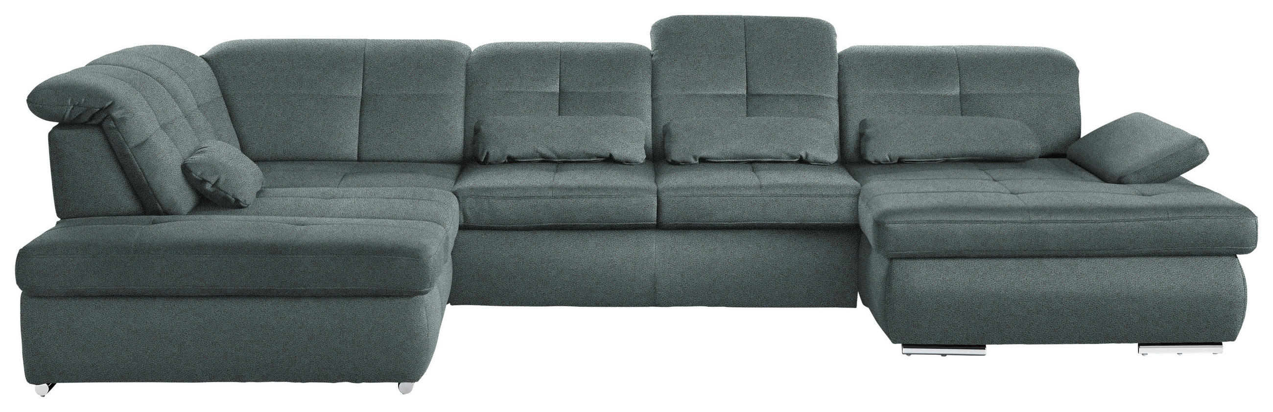 WOHNLANDSCHAFT  in Mikrofaser Blaugrau  - Chromfarben/Blaugrau, Design, Holzwerkstoff/Textil (260/371/195cm) - Beldomo Style