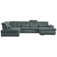 WOHNLANDSCHAFT  in Mikrofaser Blaugrau  - Chromfarben/Blaugrau, Design, Holzwerkstoff/Textil (260/371/195cm) - Beldomo Style