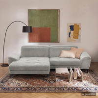 ECKSOFA  Webstoff Grau  - Schwarz/Grau, Design, Textil/Metall (195/268cm) - Livetastic