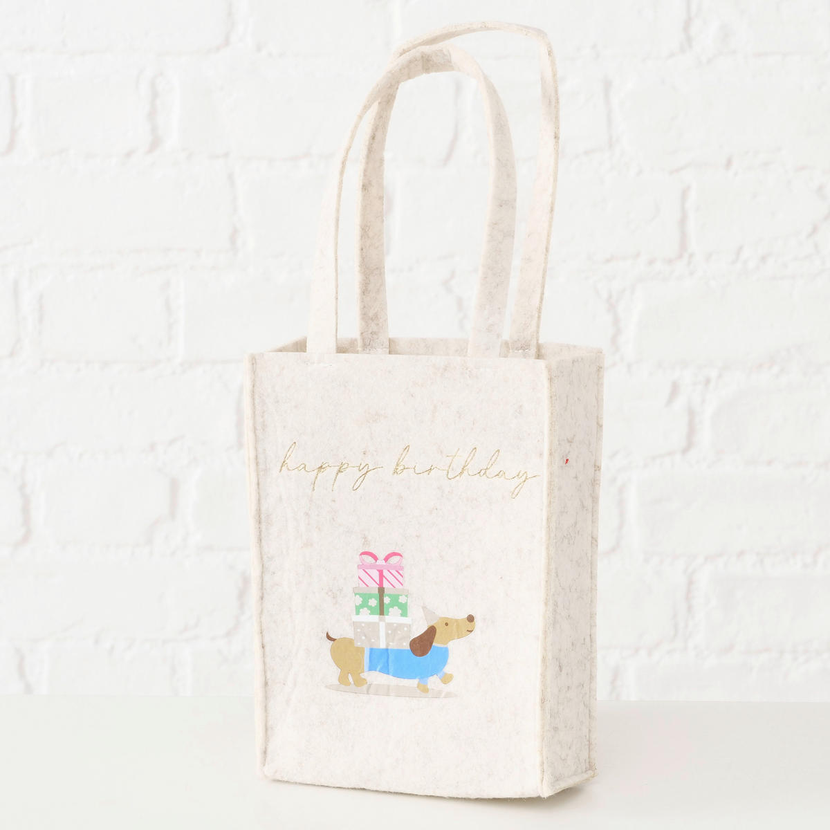 GESCHENKTASCHE  - Beige, KONVENTIONELL, Textil (15/6,5/20cm)