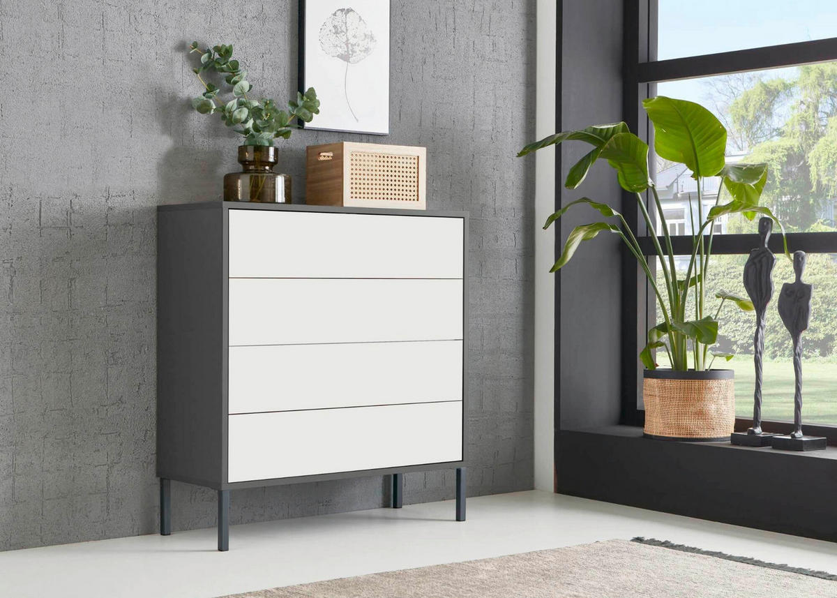 SIDEBOARD  in 184,5/86/33 cm  - Anthrazit/Weiß, MODERN, Holzwerkstoff (184,5/86/33cm) - MID.YOU