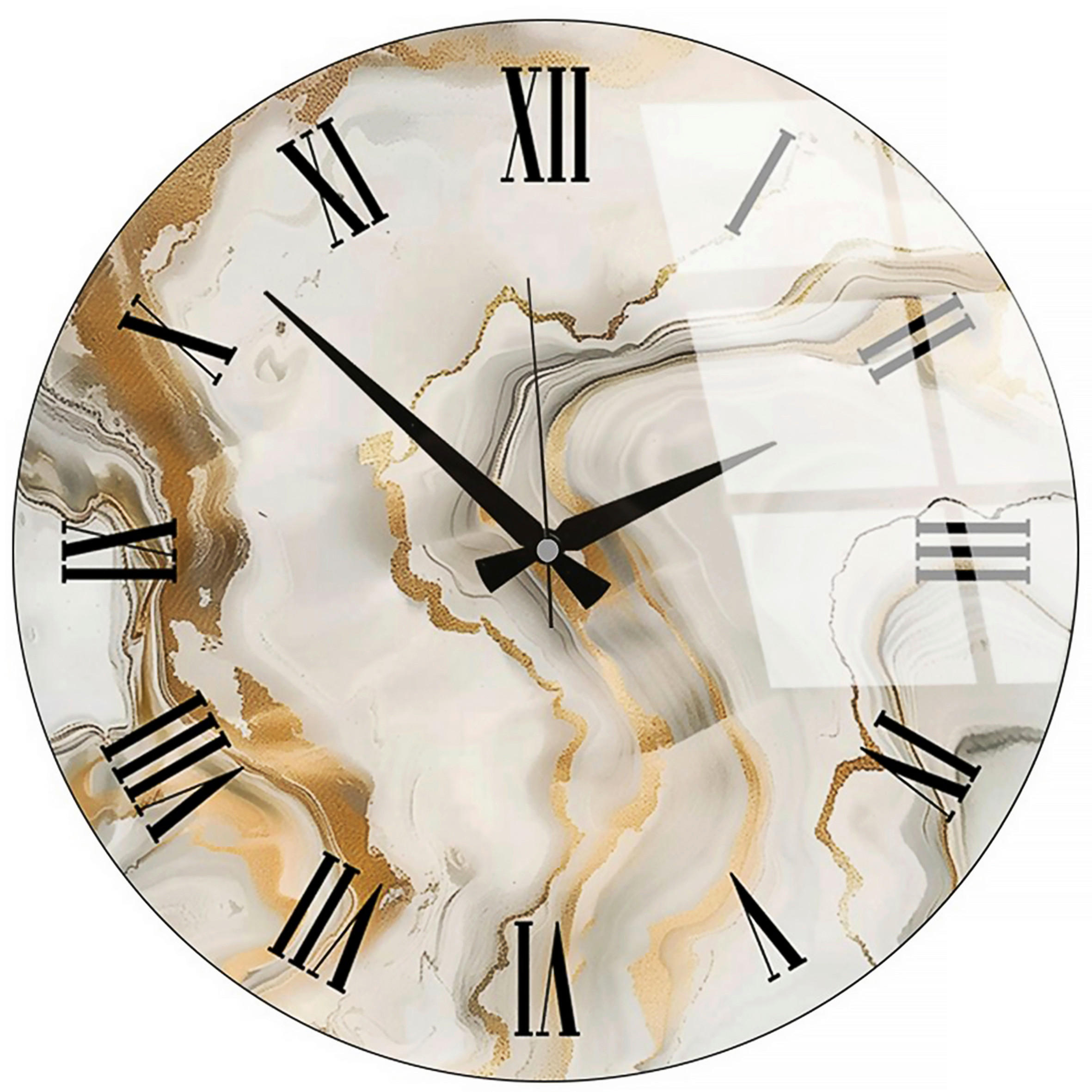 WANDUHR Weiß, Goldfarben 40/40/0,4 cm  - Goldfarben/Weiß, LIFESTYLE, Glas (40/40/0,4cm)