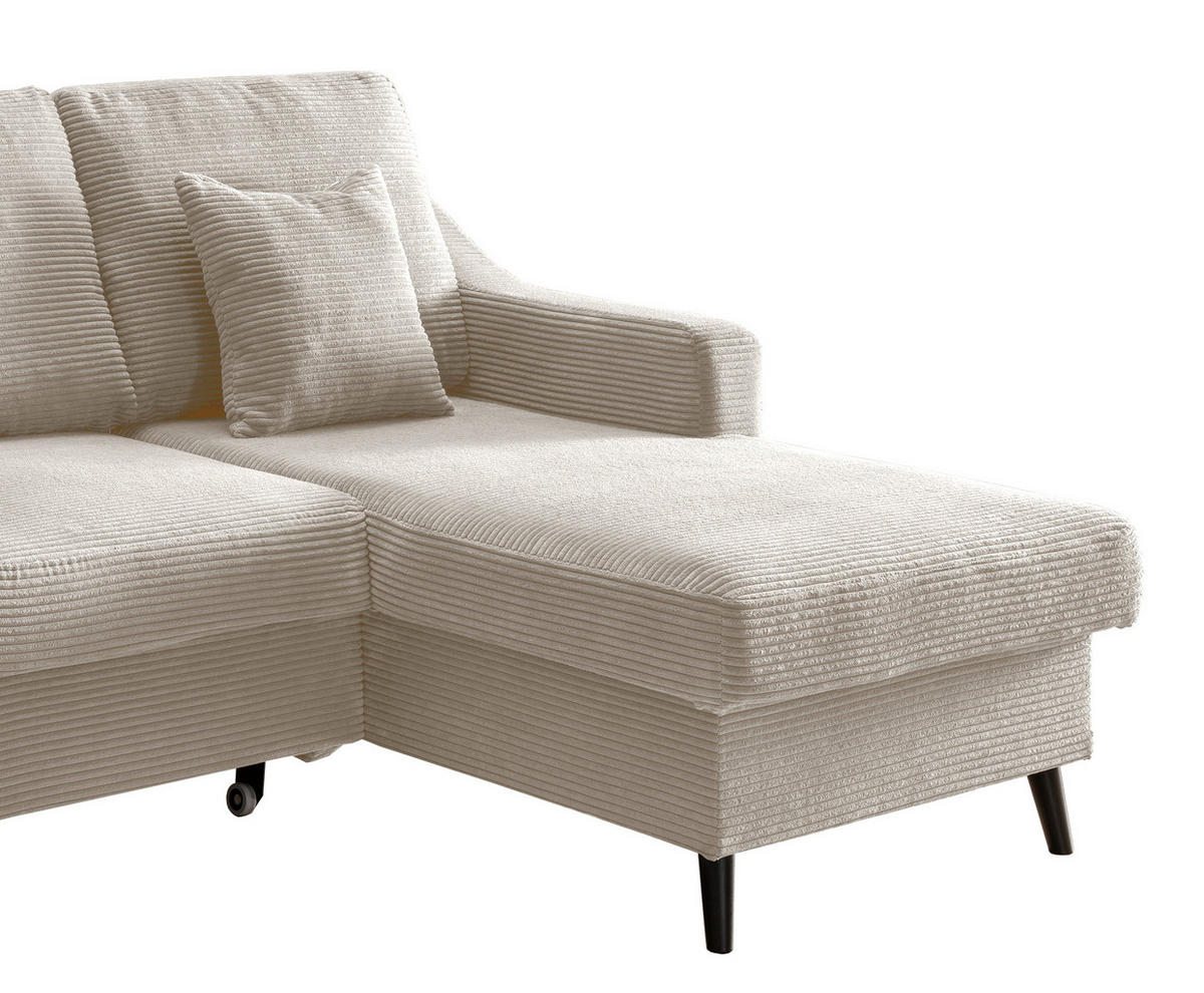 ECKSOFA Beige Cord  - Beige/Schwarz, Design, Holz/Textil (228/150cm) - P & B