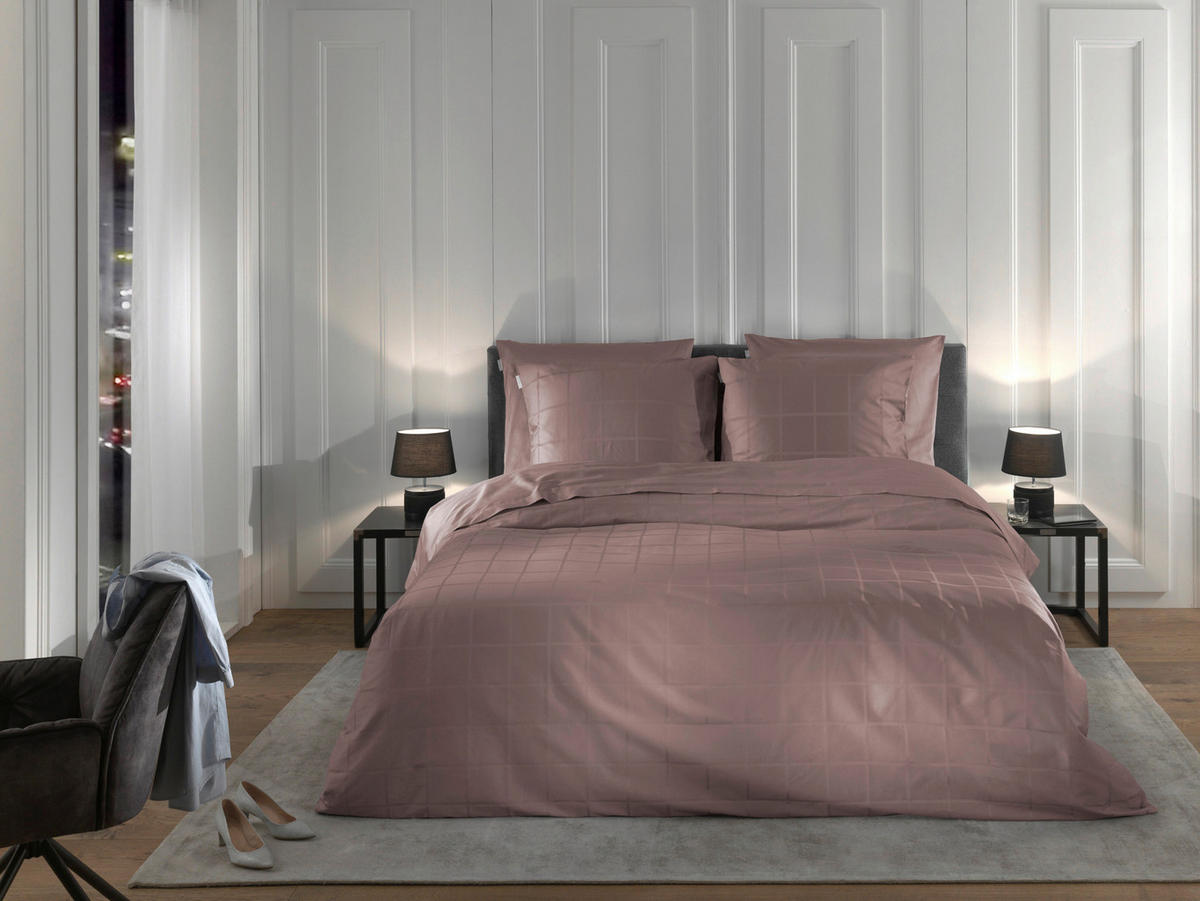 BETTWÄSCHE 2-teilig Diamante Makosatin 135/200 cm  - Dunkelrosa, Basics, Textil (135/200cm)