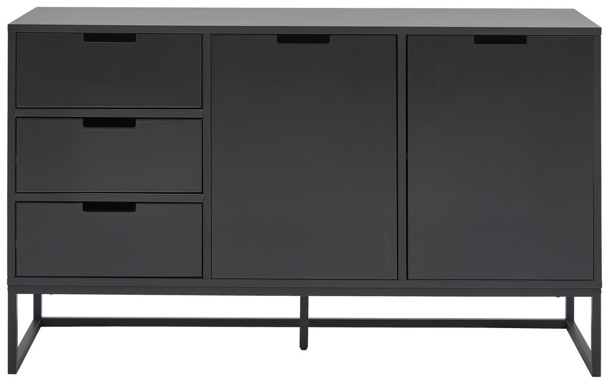 KOMODA, črna, antracit  - črna/antracit, Design, kovina/leseni material (136/79/40cm) - MID.YOU