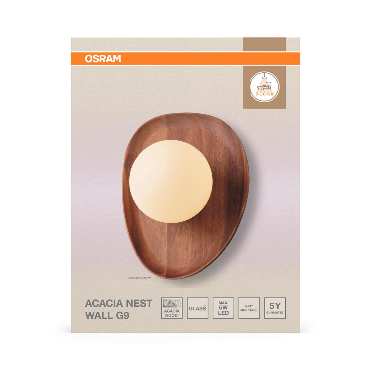 WANDLEUCHTE 20/13,5/26 cm   - Akaziefarben, Basics, Glas/Holz (20/13,5/26cm) - Osram