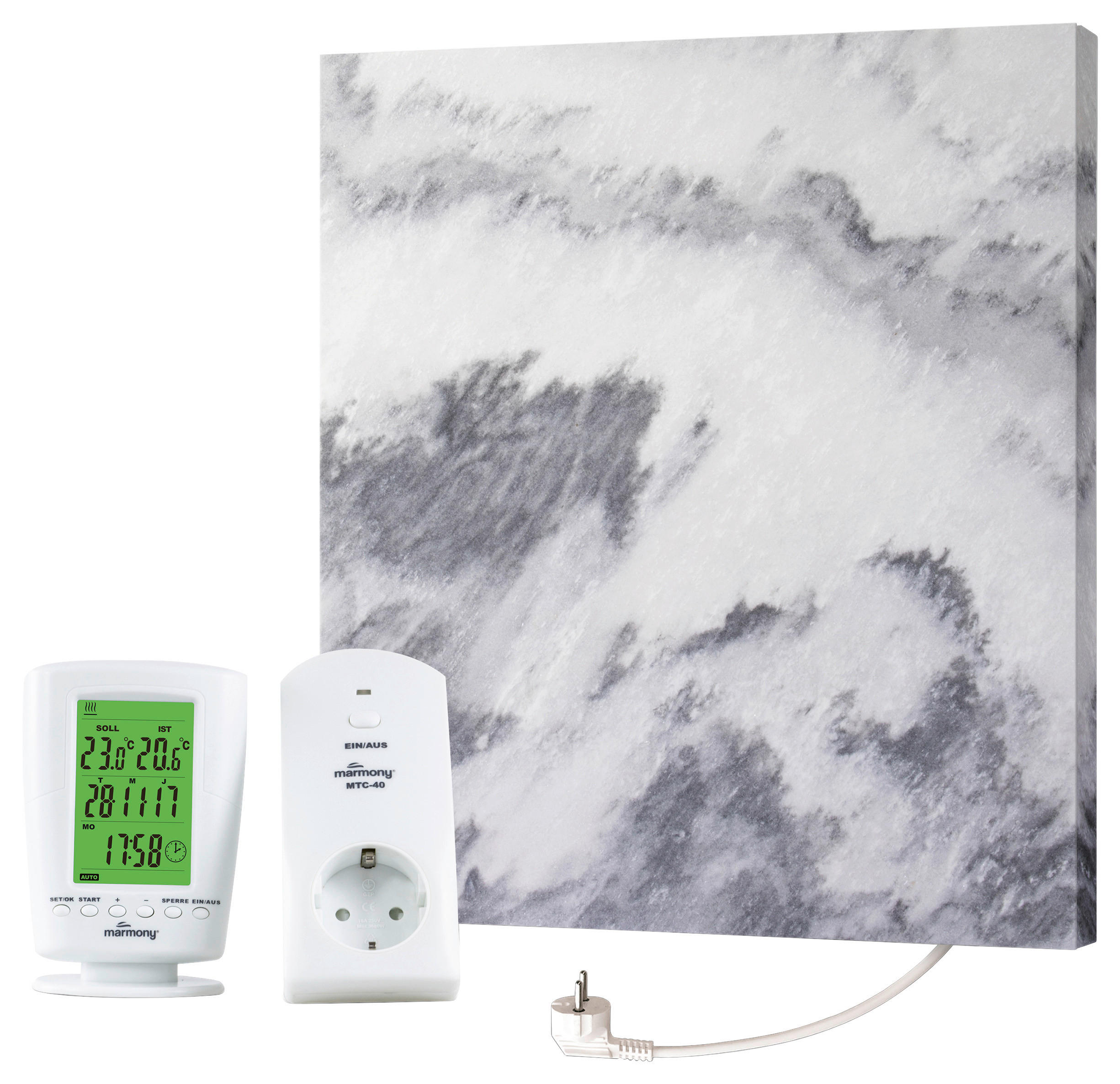 INFRAROT-HEIZPANEEL 50/60/2 cm 500 W Marmor  - Grau, MODERN, Stein (50/60/2cm) - marmony