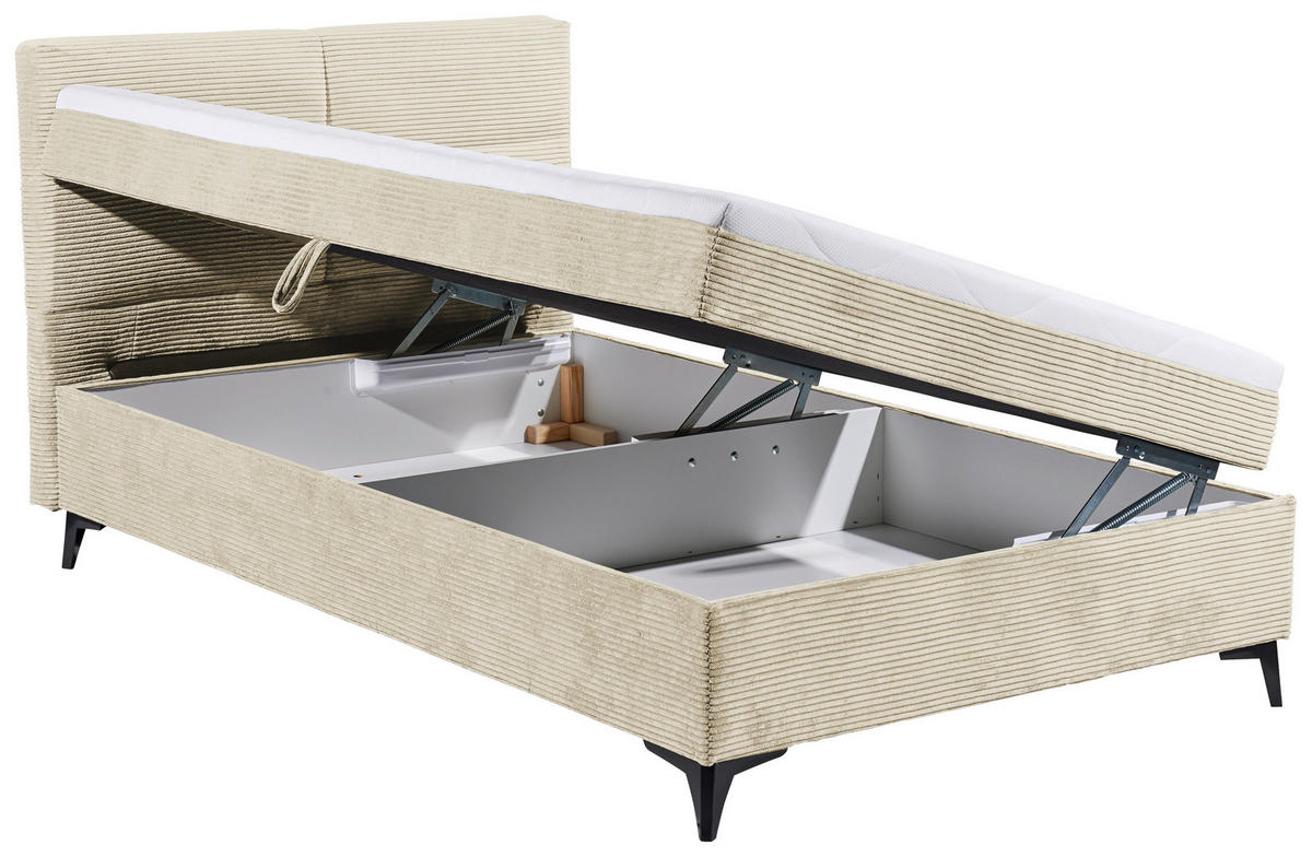 BOXBETT 120/200 cm  in Creme  - Creme, MODERN, Holzwerkstoff/Kunststoff (120/200cm) - MID.YOU