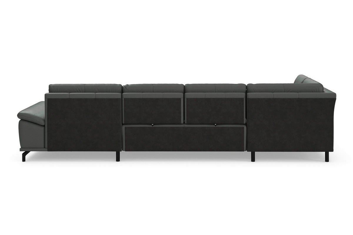 SEDACÍ SOUPRAVA, kůže, antracitová - černá/antracitová, Basics, kov/textil (223/363/176cm) - Sit & More