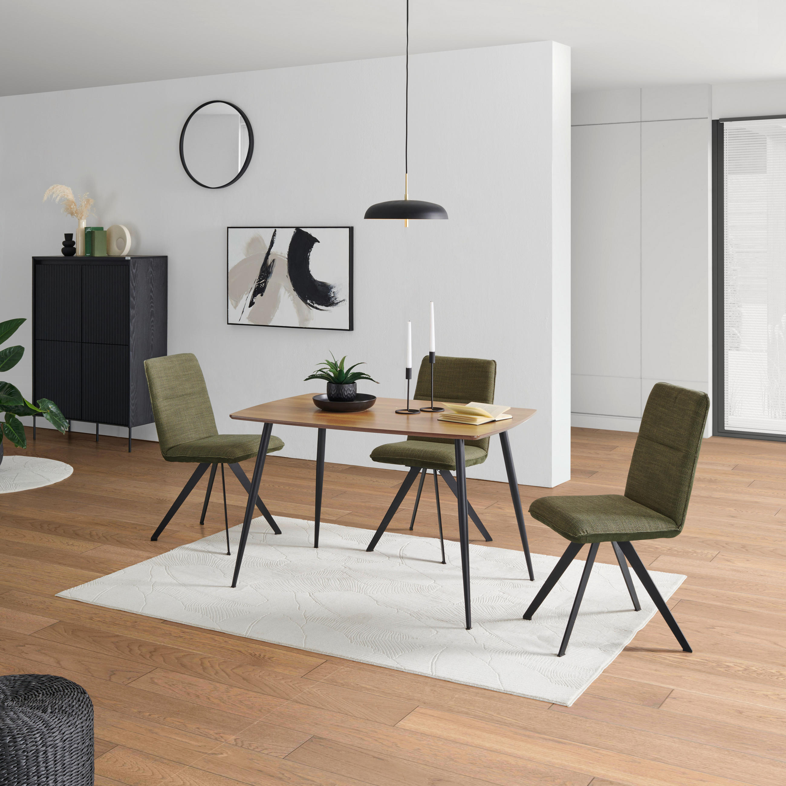 ESSTISCH rechteckig Akaziefarben  - Schwarz/Akaziefarben, MODERN, Holzwerkstoff/Metall (120/75/80cm) - MID.YOU