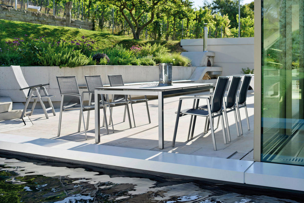 GARTENKLAPPSESSEL in Metall, Textil Graphitfarben, Silberfarben  - Anthrazit/Silberfarben, Design, Textil/Metall (60/113/75cm) - Stern