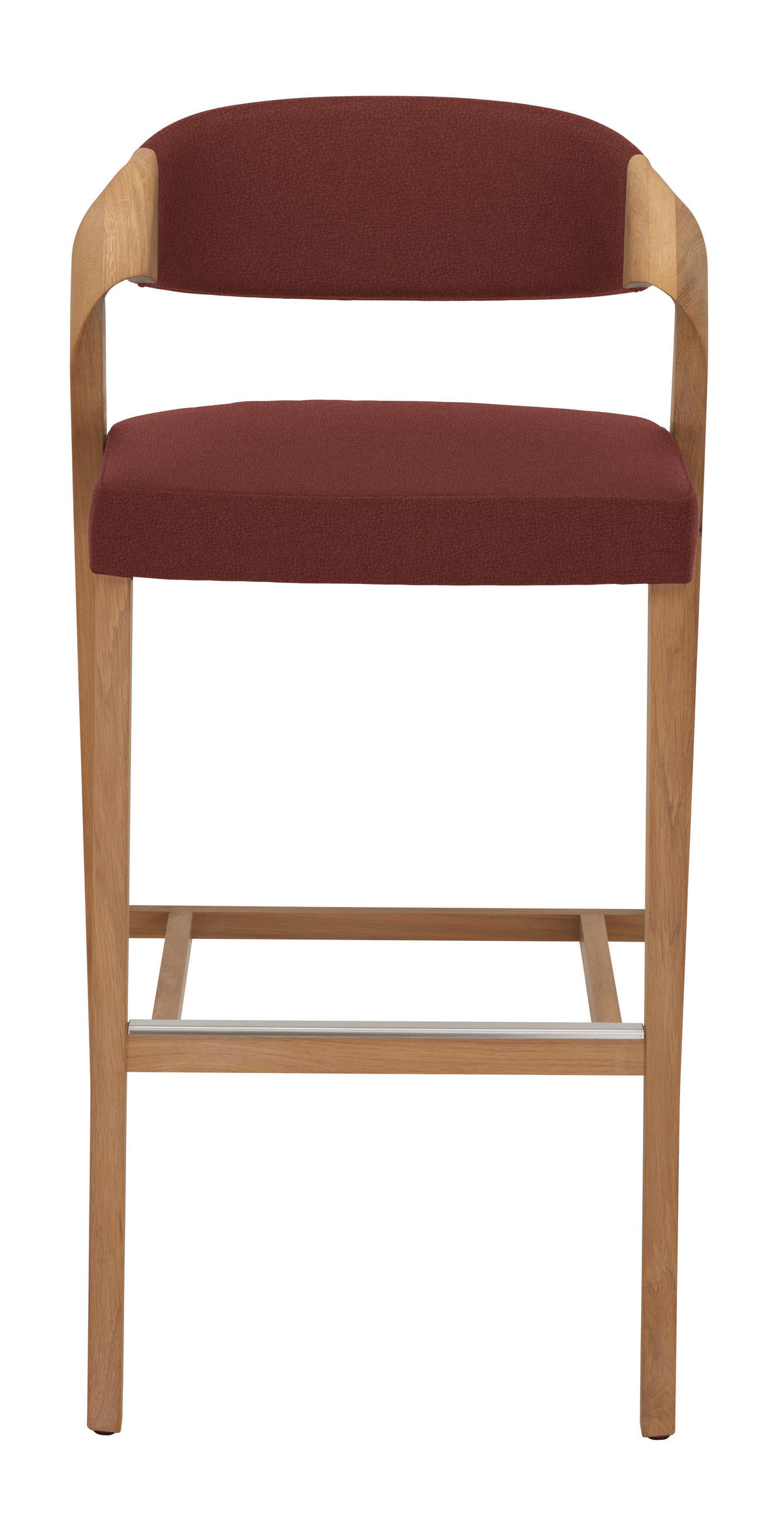 BARHOCKER Holz, Leder Weinrot, Wildeiche  - Wildeiche/Weinrot, Natur, Leder/Holz (52/103/52cm) - Voglauer