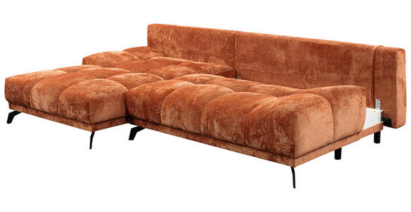 ECKSOFA in Chenille Rostfarben  - Rostfarben/Schwarz, MODERN, Textil/Metall (182/290cm) - Hom`in