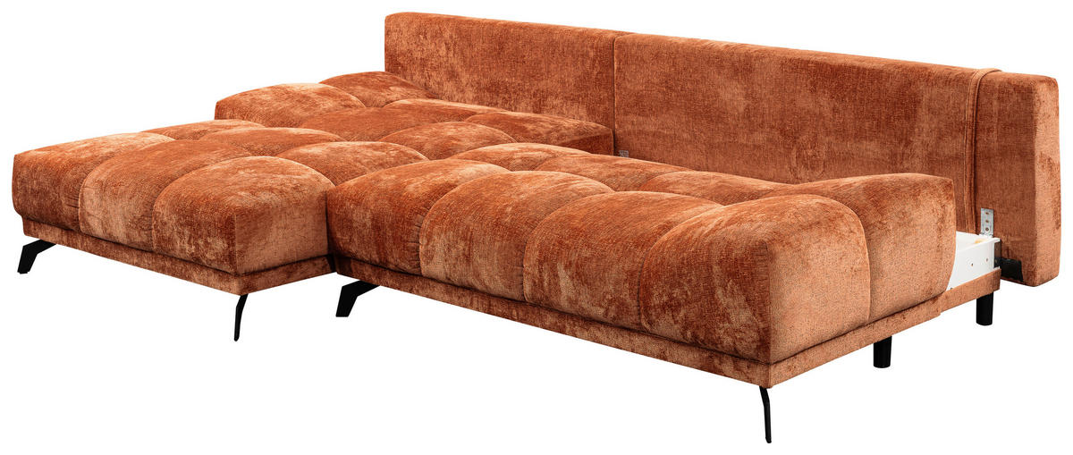 ECKSOFA in Chenille Rostfarben  - Rostfarben/Schwarz, Modern, Textil/Metall (182/290cm) - Hom`in