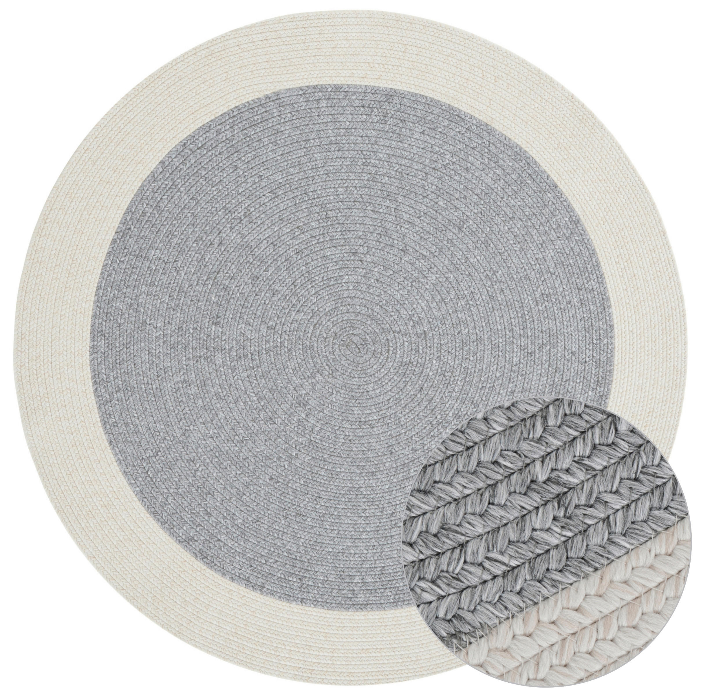 OUTDOORTEPPICH 150 cm Braided Creme, Grau  - Creme/Grau, Design, Kunststoff (150cm)