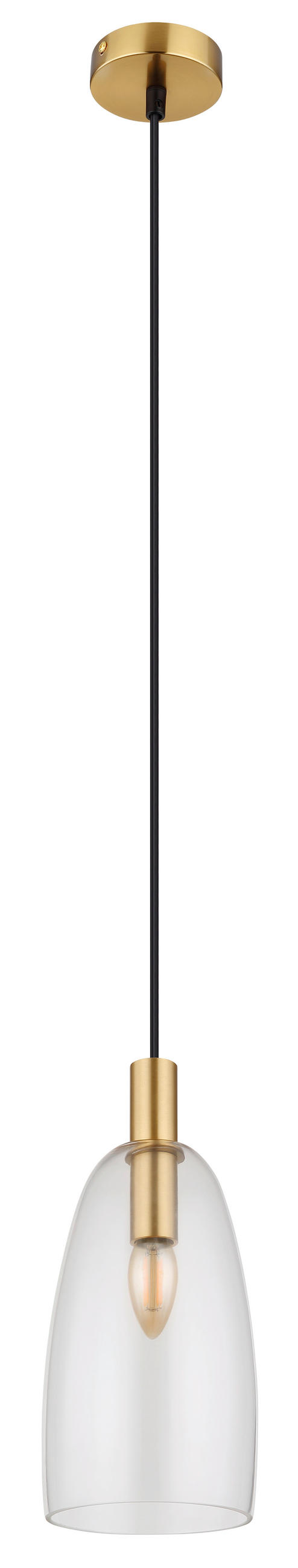 HÄNGELEUCHTE 14/120 cm    - Messingfarben, Konventionell, Glas/Metall (14/120cm) - Globo