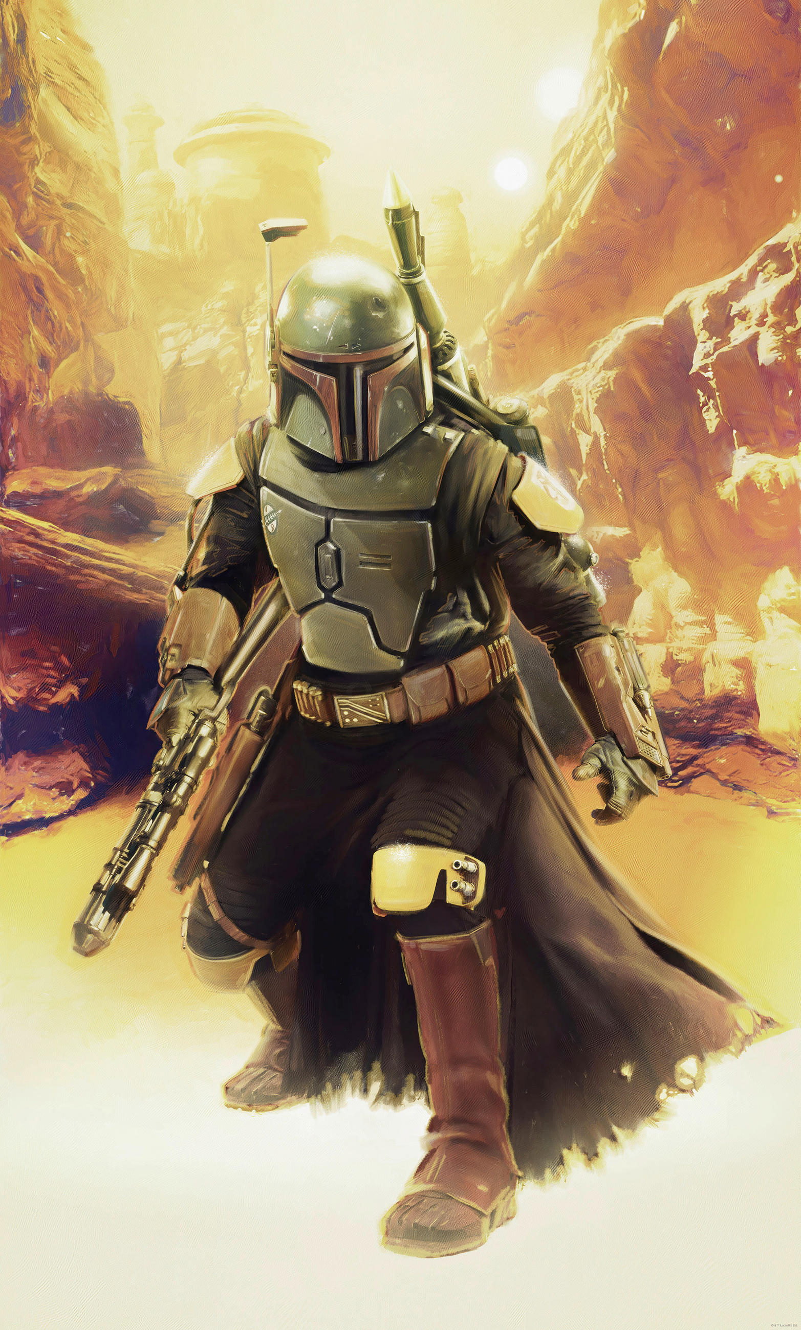 FOTOTAPETE BOBA FETT SNEAKING UP  - Braun, Design, Textil (150/250cm) - Star Wars