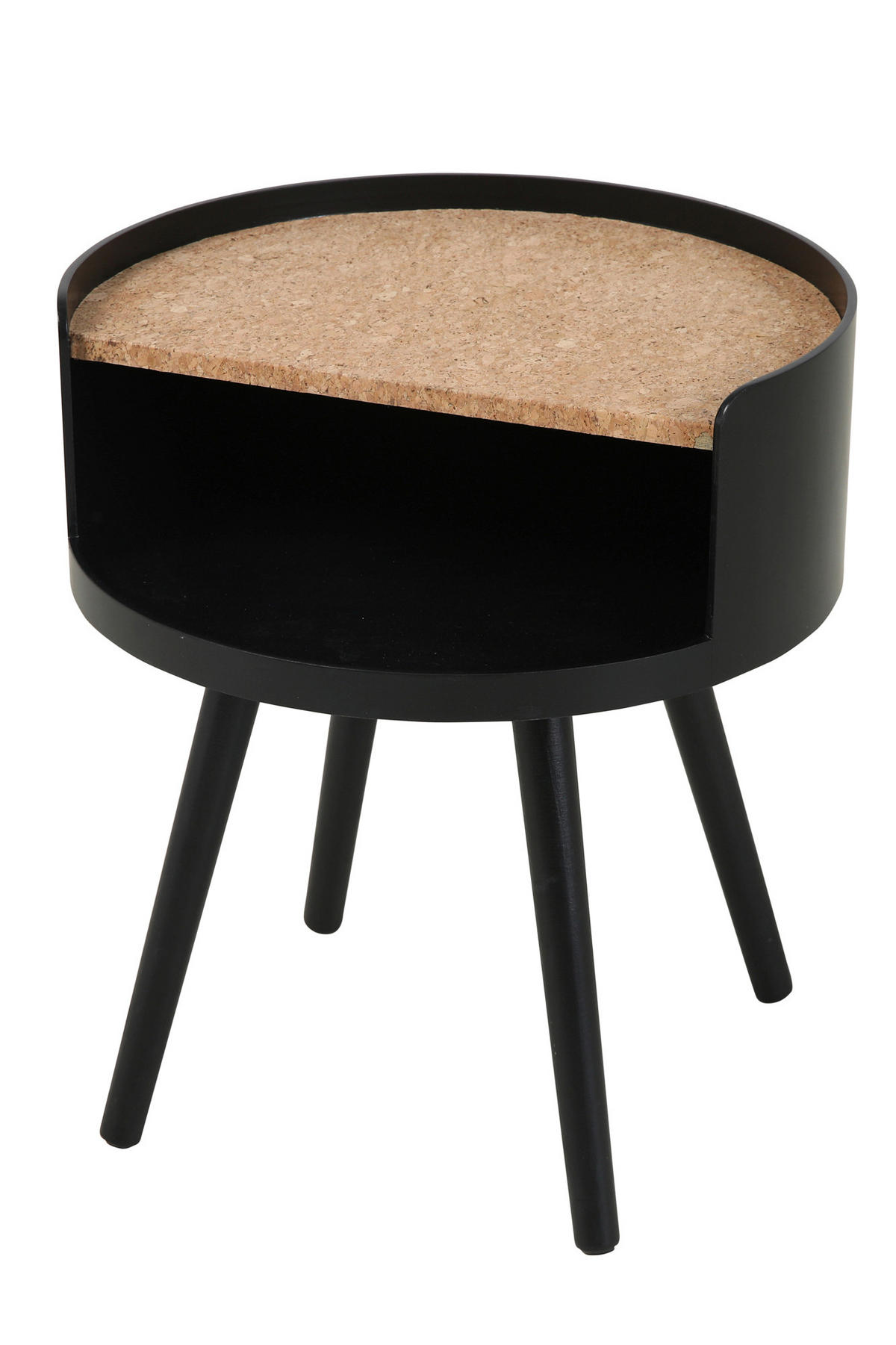 BEISTELLTISCH 40/40/46 cm Pinie, Kork massiv Naturfarben, Schwarz rund  - Schwarz/Naturfarben, Design, Holz/Holzwerkstoff (40/40/46cm) - Livetastic