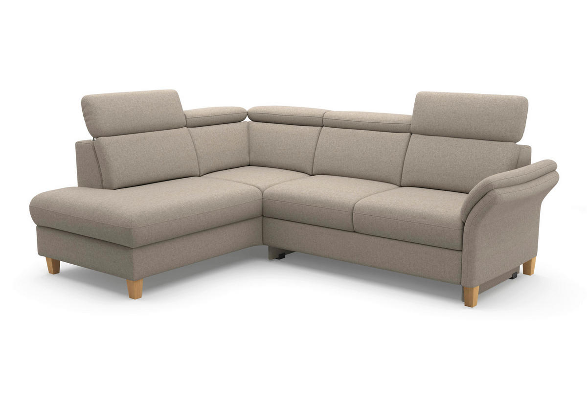 ECKSOFA GLENDALE E Taupe Flachgewebe  - Taupe/Eichefarben, KONVENTIONELL, Holz/Textil (193/247cm) - Sit & More