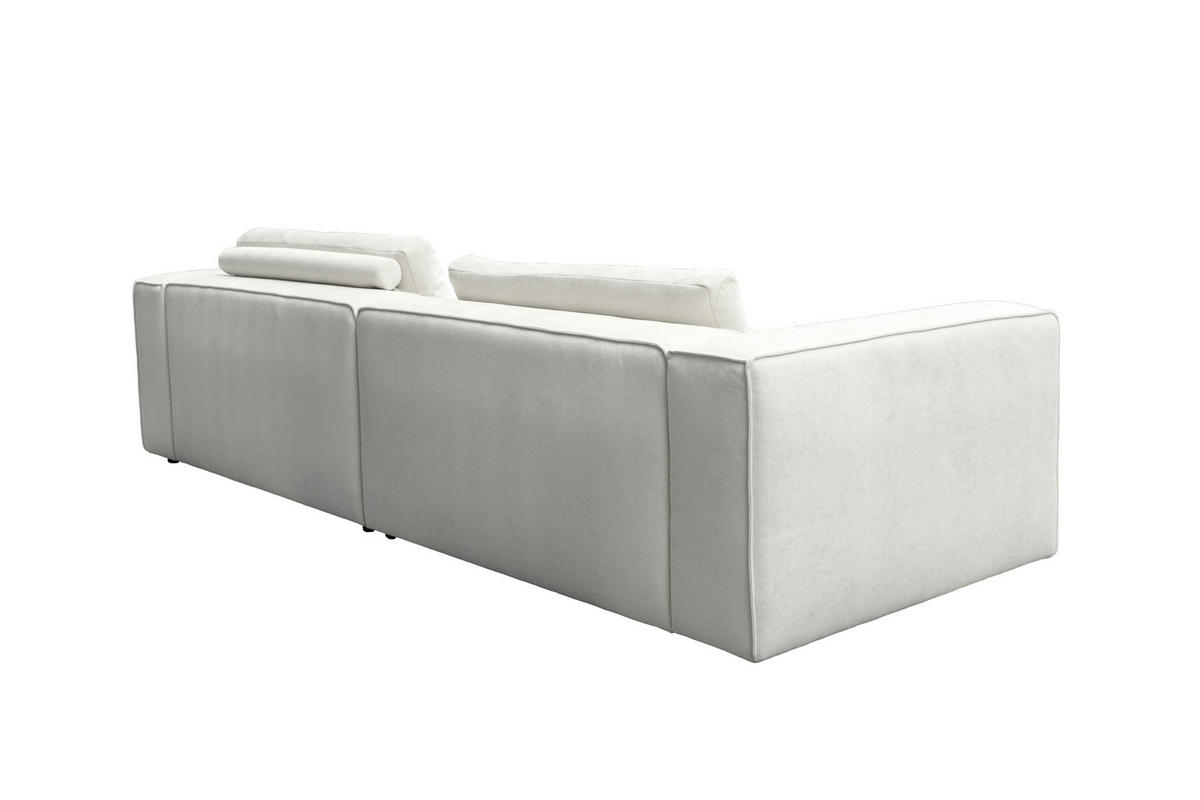 ECKSOFA Weiß Chenille Rücken echt  - Schwarz/Weiß, MODERN, Kunststoff/Textil (296/185cm) - Hom`in