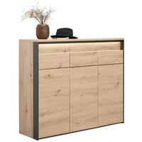 SCHUHSCHRANK Schwarz, Eiche Artisan  - Schwarz/Eiche Artisan, KONVENTIONELL, Holzwerkstoff (126/106/38cm) - Voleo